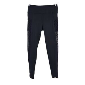 Alala Womens Black High-Waisted Leggings Side Mesh & Polka Dot Size Small